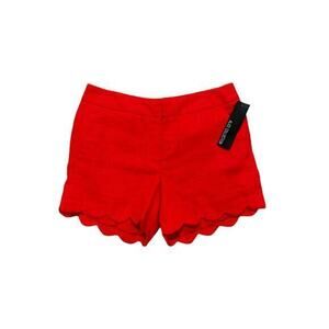 Alice Collection luxury linen blend Nantucket red scallop dress shorts NWT sz 2